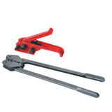 Manual reinforced plastic strapping tools